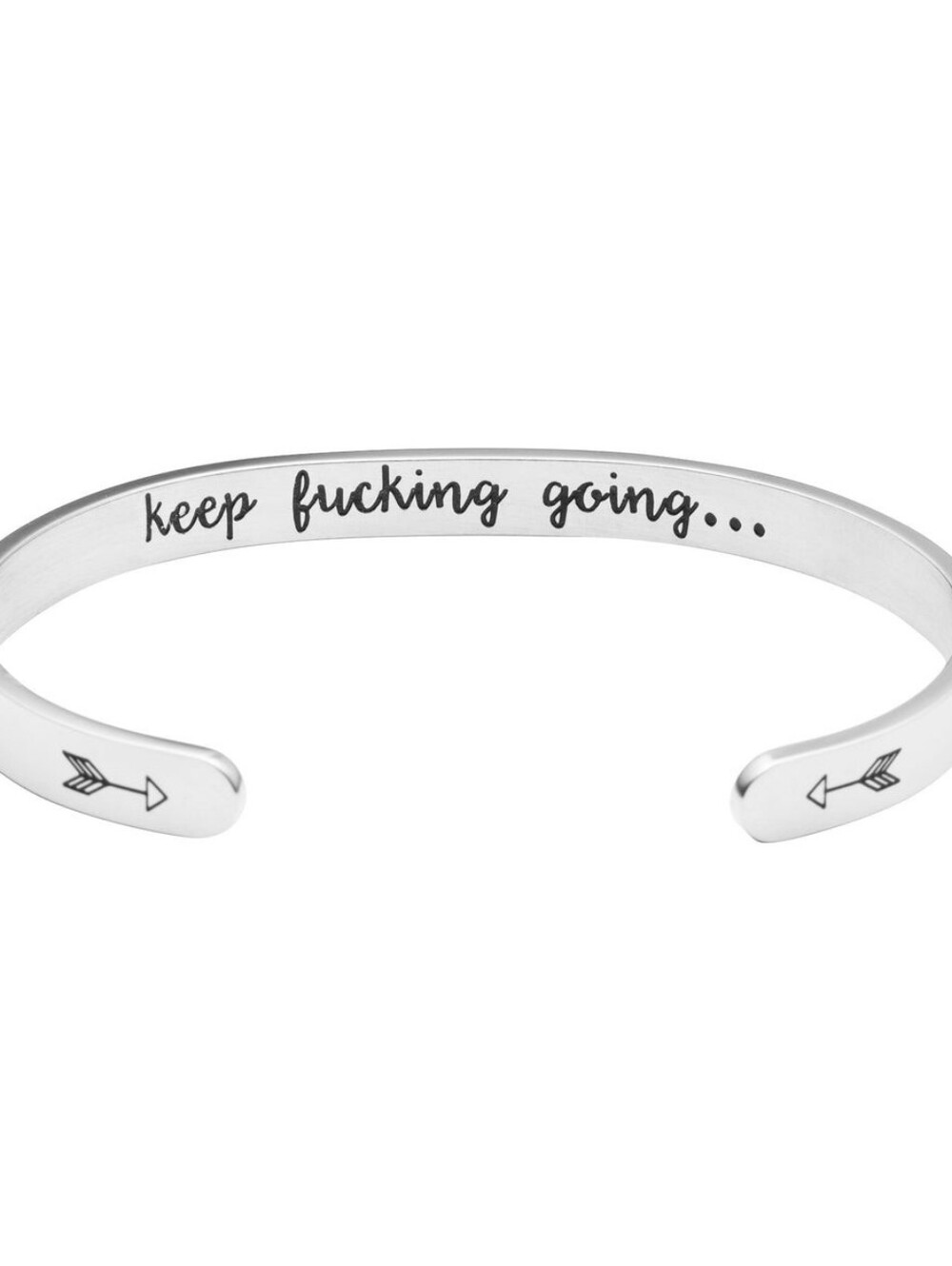 Joycuff Motivational GIFT Cuff Bracelet "keep fucking going" Stainless Steel